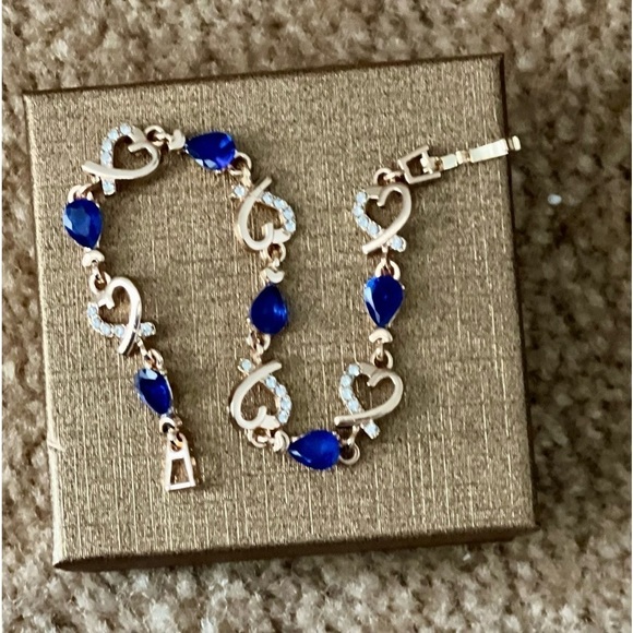 Élastique à Cheveux Cœur Cristal Bleu Saphir - NY Fashion Accessories